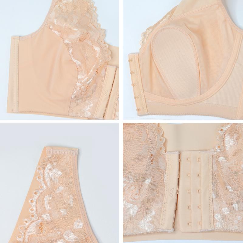 Women's Plus Size Underwear Sexy Push Up Bras Wireless Front Closure Brassiere Deep V Lace Bra Tops Thin Cup Sexy Lingerie