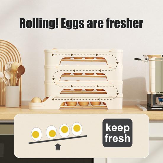 Ящик для хранения яиц, органайзер для холодильника, большая вместимость, 4 яруса, экономящий место, автоматический вращающийся холодильник, органайзер для яиц, дозатор яиц