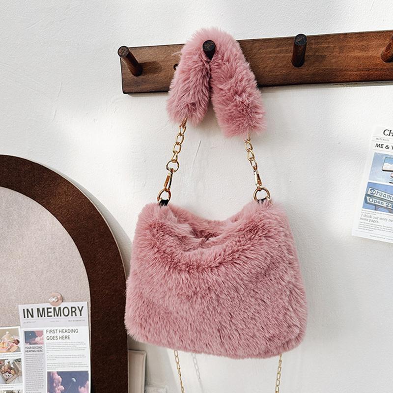 New Fashion Women Handbags Winter Furry Ladies Soft Plush Clutch Purse Shoulder Bags Fashion Female Crossbody Messenger Bag