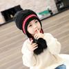 3-12 Years Autumn Winter Kids Beanie Hairball Solid Color Thickened Fleece Lined Jacquard Baby Girls Knitted Hat for Outdoor