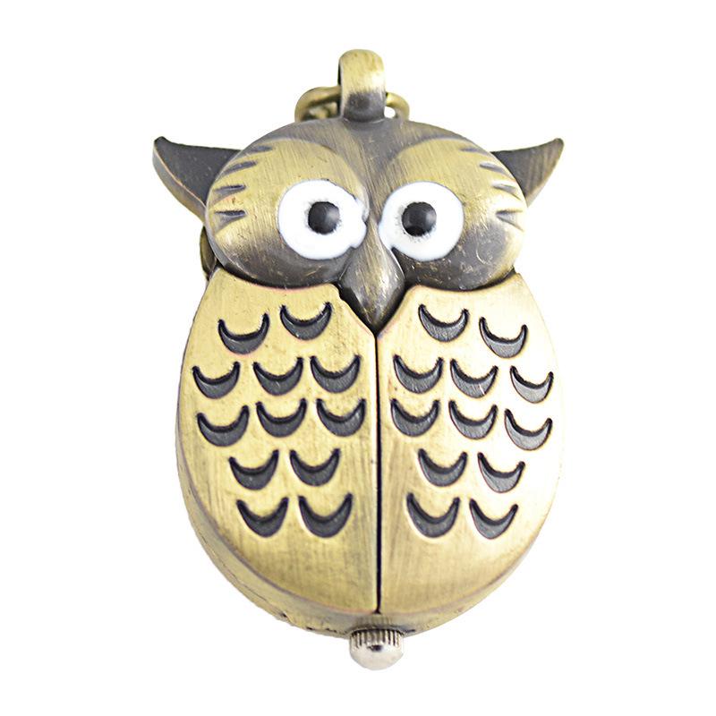 Nostalgic Antique Bronze Owl Pocket Watch with Fine Chain – Small Size (6104)