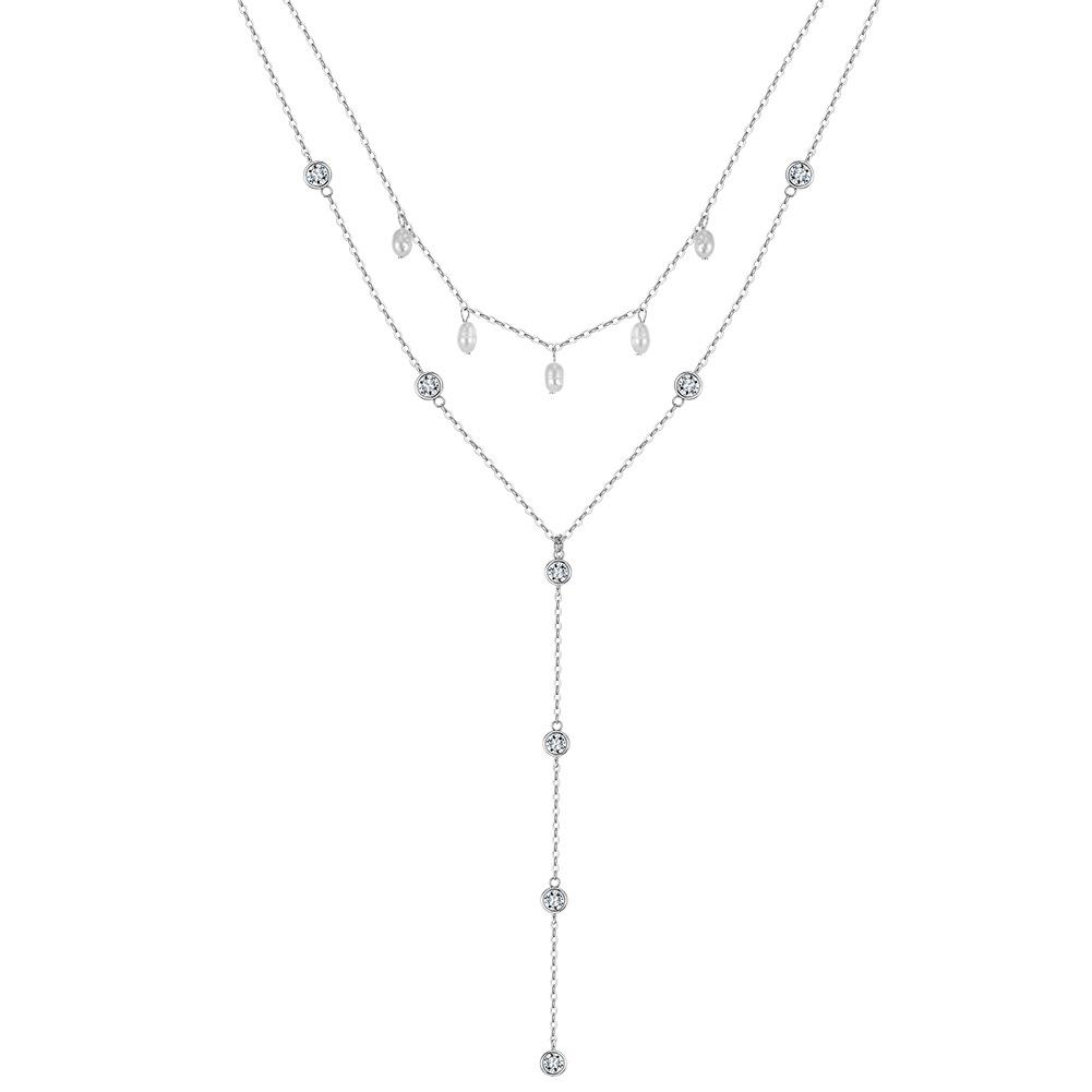 Summer Hot Girl Matching 925 Silver Fine Accessory 14k Gold Plated Long Body Chain Sexy Chest Chain Natural Pearl Drop Necklace