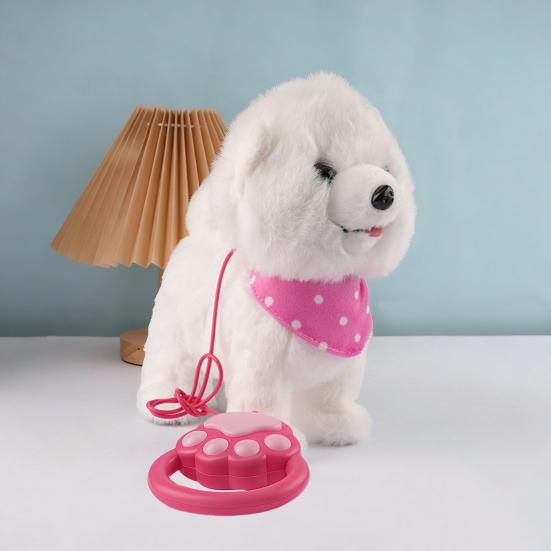 Interactive Walking Plush Puppy Toy with Touch Sensing Tongue Licking Motion Lifelike Sounds Electric Dog Plushie with Leash Simulation Stuffed