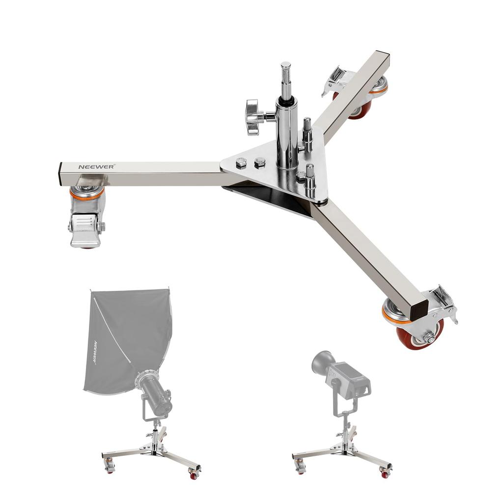 NEEWER Light Stand Base Photography C Stand Base Heavy Duty Stainless Steel with Wheels Junior To Baby Adapter Included Suitable for 28mm C Light