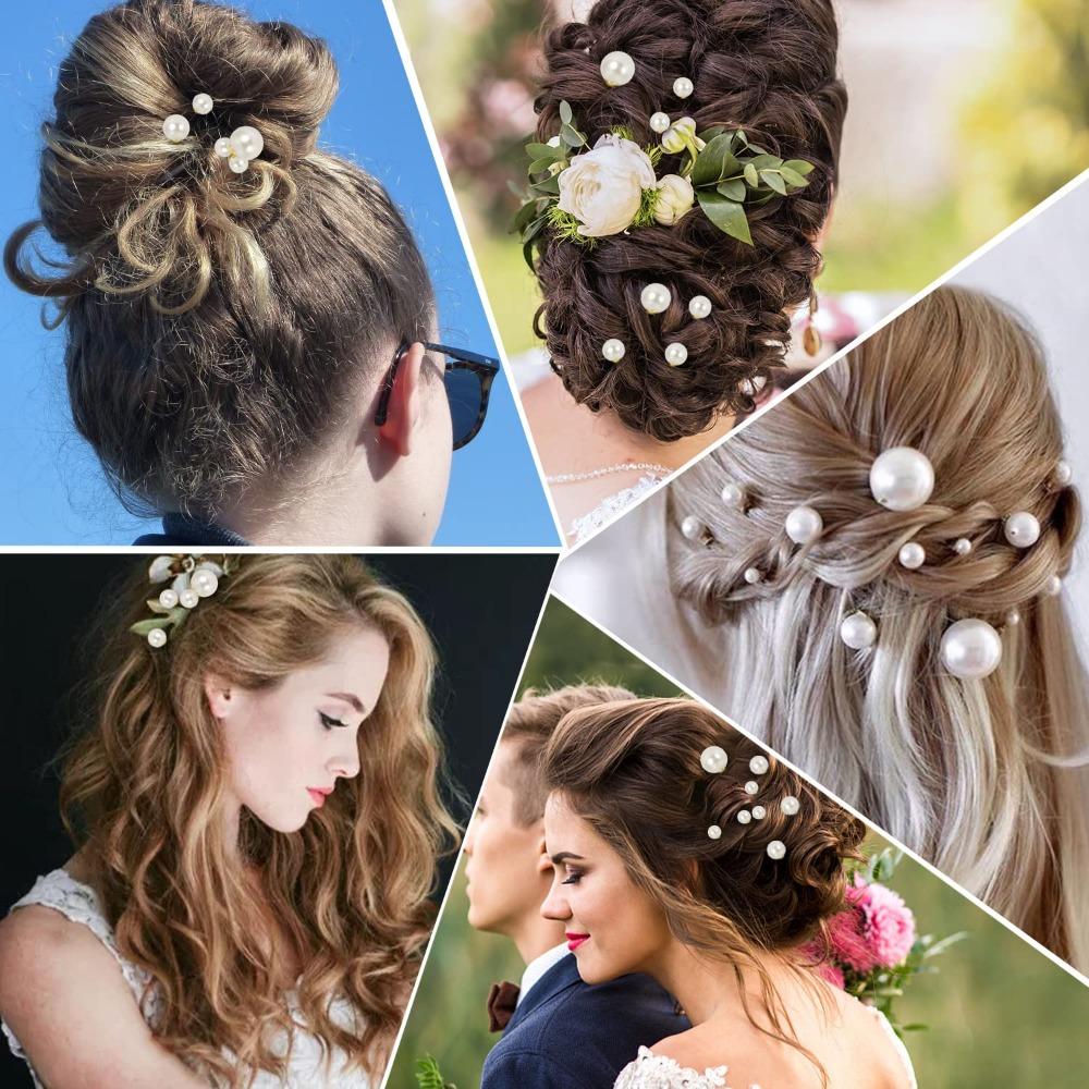 Жемчужные шпильки для волос, 18 шт. Свадебные жемчужные аксессуары для волос Свадебные жемчужные стразы заколки для волос для невест, подружек невесты