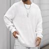 Новый мужской вязаный свитер с круглым вырезом на осень и зиму, с длинными рукавами, однотонный, простая трикотажная мужская базовая рубашка