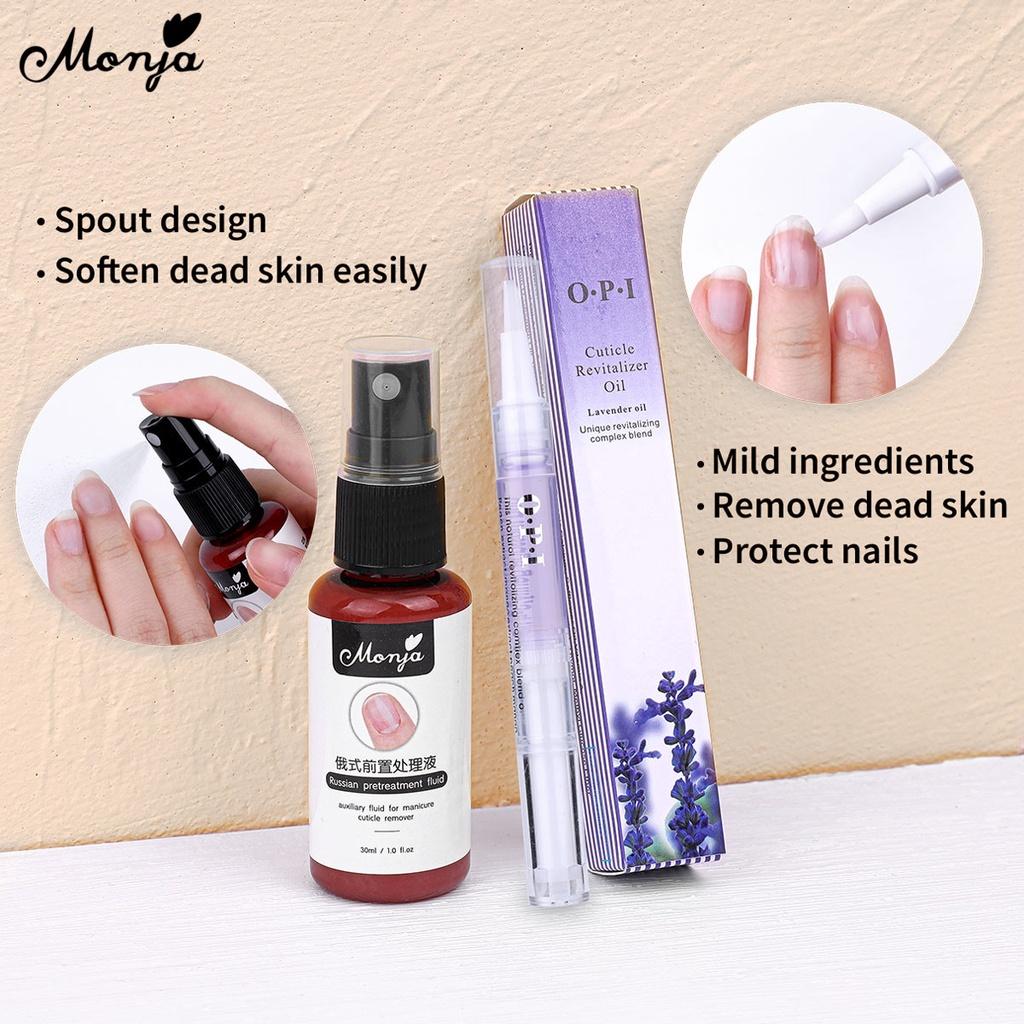 monja Набор для удаления кутикулы ногтей, дрель для ногтей, пилочка для ногтей, буфер для кутикулы, ножницы, жидкость для предварительной обработки, инструмент для маникюра «сделай сам»