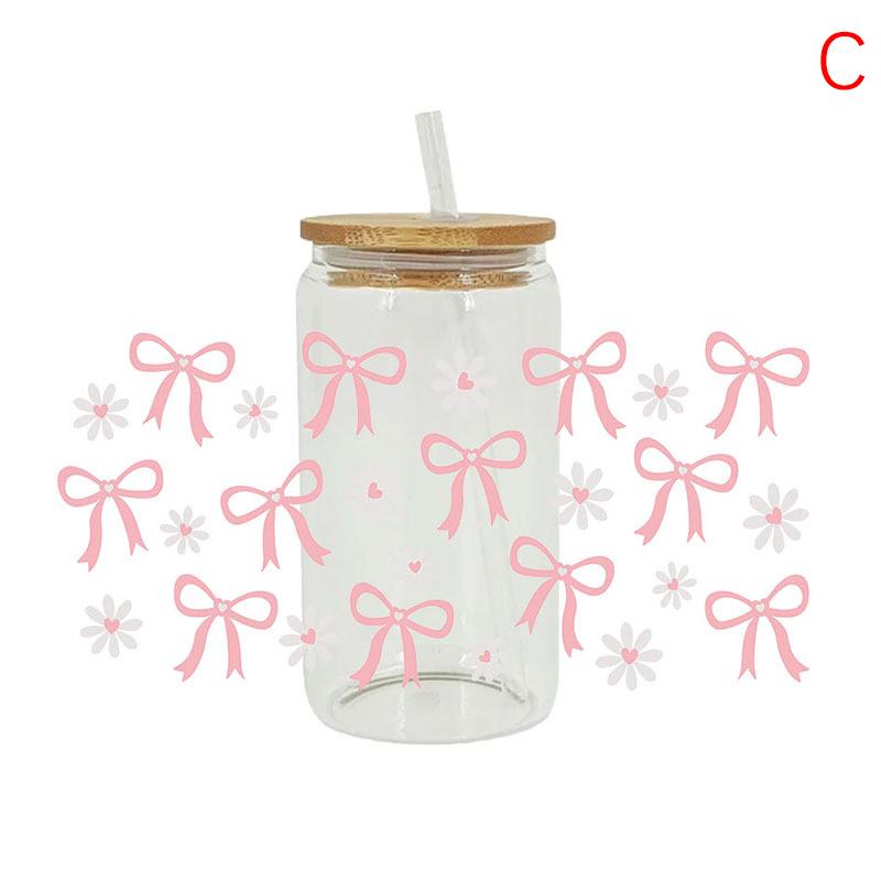 3D Uv Dtf Transfers Stickers 16Oz Cup Wraps Cartoon Bow Printed For Diy Glass Ceramic Metal Leather