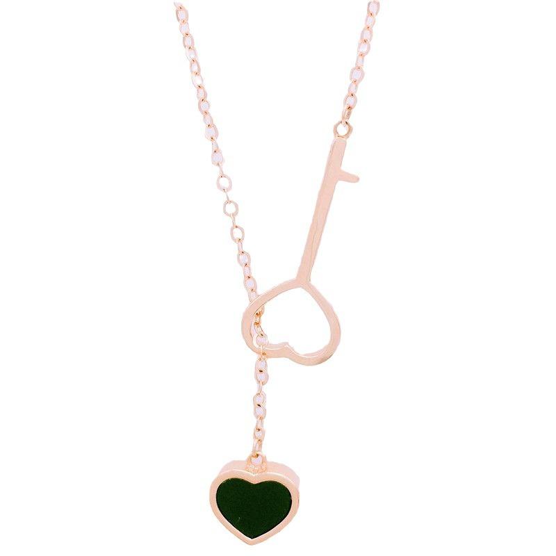 Purple Gold Peach Heart Black Necklace Color Gold Plated Rose Gold High-End Fashion Women'S Necklace