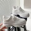 Fashion White Women's New Autumn Chunky Sneakers Lace-Up Vulcanize Winter Sports Shoes Casual Flat Fashion Platform Basket Round Head PU