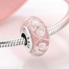 100 %Authentic 925 Sterling Silver Pink Heart Murano Glass Beads Fit Original European Charms Bracelet Jewelry