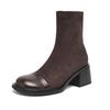 Krazing Pot Flock Winter Round Toe Modern Platform Size 33 Boots Size 43 Women Fashion British School Elastic Ankle Boots