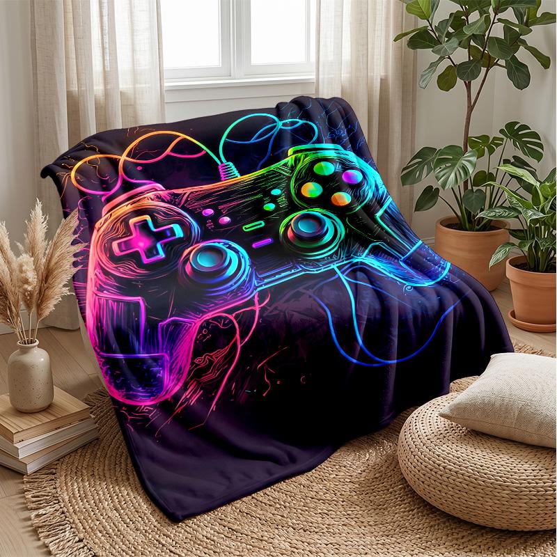 Neon Game Controller Art Theme blanket Lightweight Warm Flannel Blanket Decorative Throw Blanket for Home Decoration