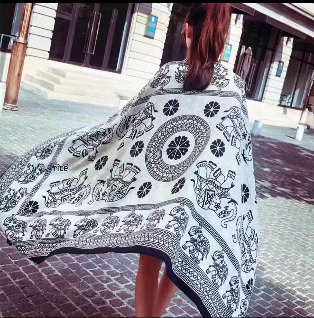 Женский этнический шелковый шарф и солнцезащитная шаль для путешествий по прериям