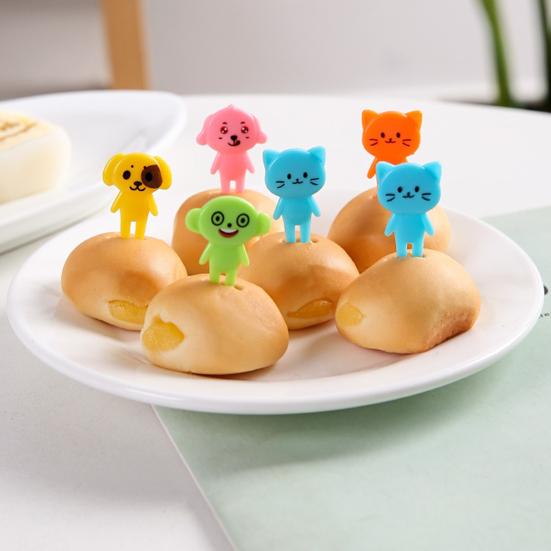 7/10Pcs Fruit Fork Anti-scratch Burr-free Comfortable Grip Non-breakable Non-slip Cute Cartoon Animal Shape Bento Stick