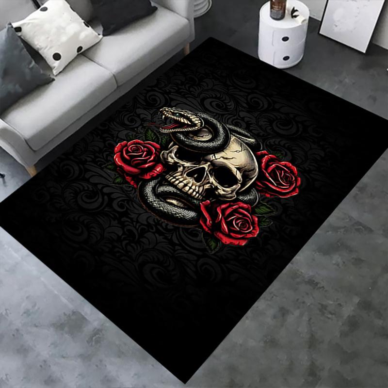 Chair Mat: Gothic Snake & Skull Office Carpet - Large Size, Home Decor, Sofa Rug, Gift for Office or Bedroom0214A