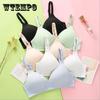 Young Women Gather Comfortable Pure Color Simple High School Student Underwear Girl Soft Cup Bra