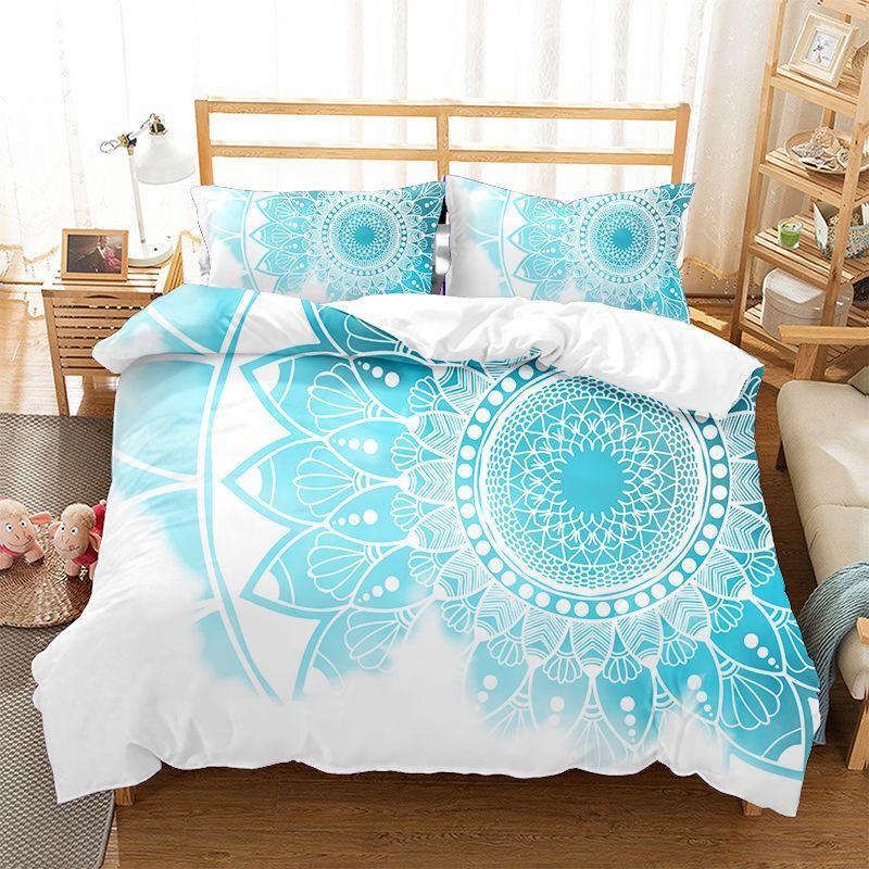 Mandala Flower Duvet Cover Set Bohemian Style Colourful Flowers Comforter Cover King Size for Boys Girls Polyester Bedding Se