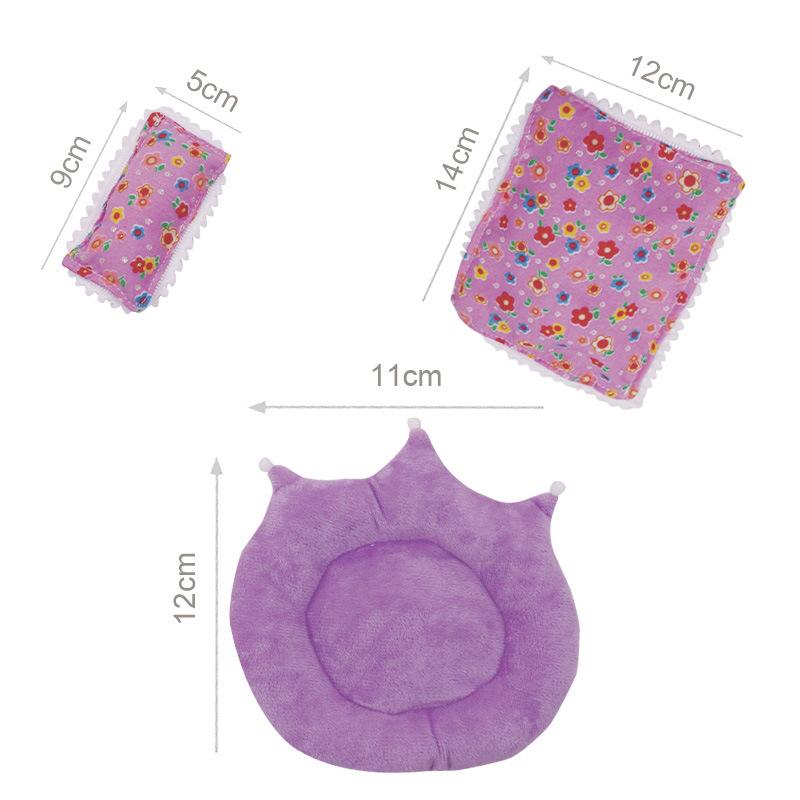 Набор мини-аксессуаров для куклы 17 см для куклы Labubu Pop 3 шт./набор Кровать+Одеяло+Подушка Пижама Спальный мешок Кукольный домик Подарок,Игрушки для девочки