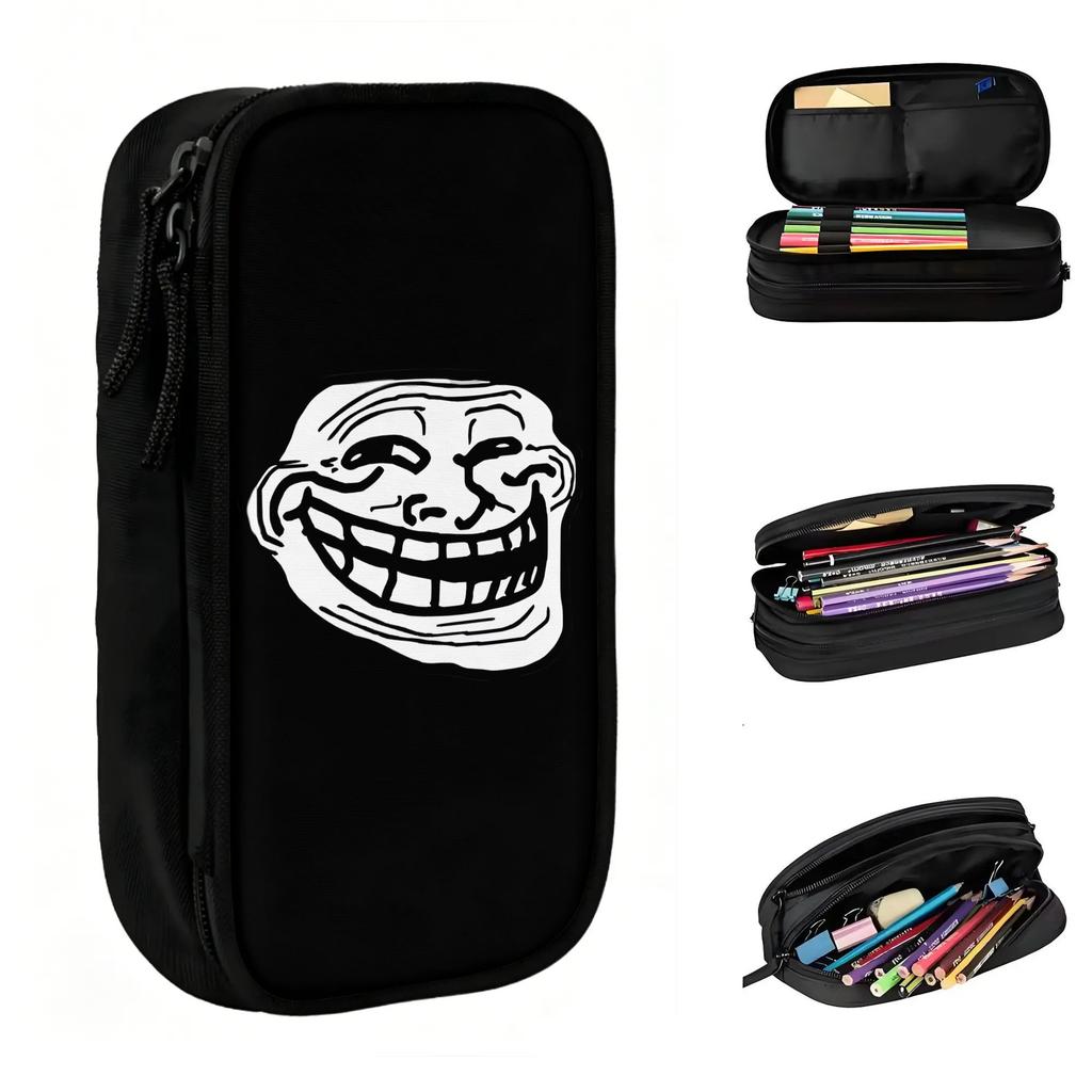 Индивидуальные Пеналы Trollface Смешные Школьные Пеналы Для Девочек Мальчиков Большое Хранение Странные Пеналы Канцелярские Товары для Учеников