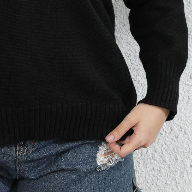 Women's Autumn and Winter Woven Large Size Lace Splicing V-Neck Pullover Sweater