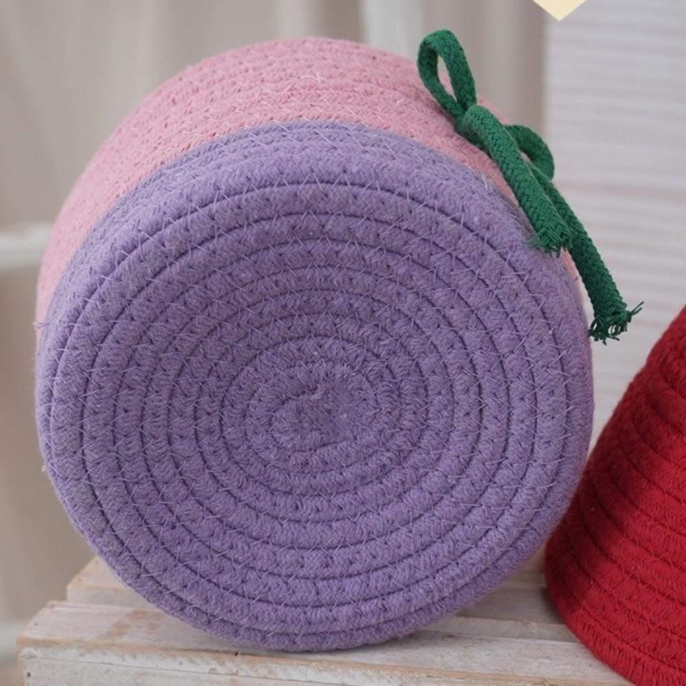 Cotton Rope Woven Desk Organizer House Shape Snack Toys Organizer Vanity Table Study Room