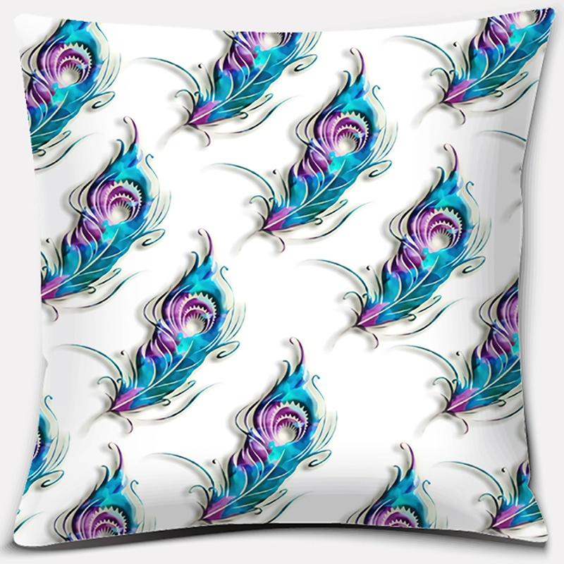 Peacock Feather Series Pattern Decorative Pillowcase, Living Room Sofa Office Seat Cushion Cover, Room Bedroom Home Decoration