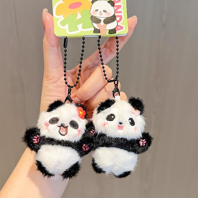 Design Panda Flowers Cute Animal Plush Pendant Keychain For Gift And Accessories