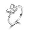S925 Sterling Silver Ring Fashion Butterfly Inlaid Zircon Ring Girls Birthday Gift
