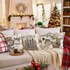1pc Grey Cushion Cover Snowman Deer Tree Printed Durable Cover 2025 New for Home Ornament Xmas New Year Christmas Decoration