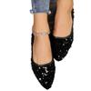 Glitter Crystal Studs Ballet Shoes Women Pointed Toe Slip On Loafers Cozy Shallow Cut-out Ballerina Flats Moccasins Large Size