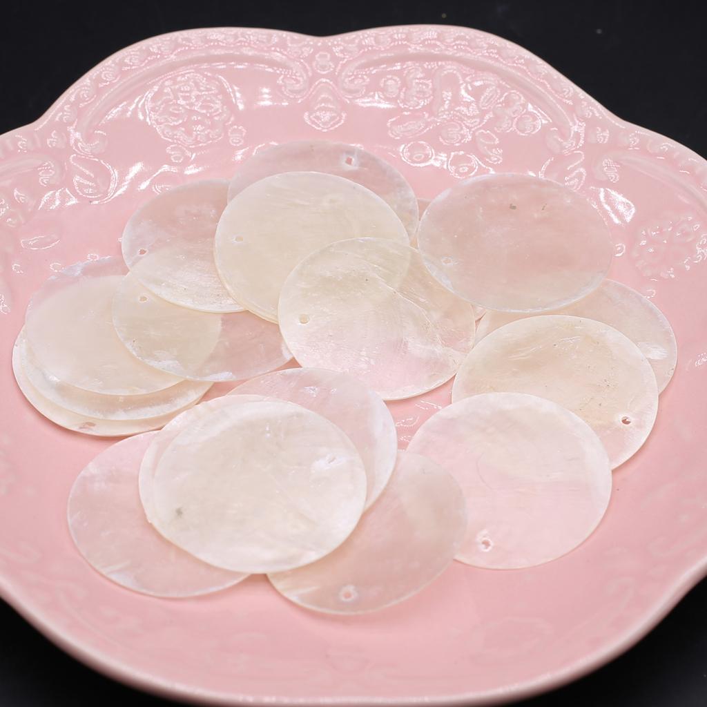 50Pcs Natural Shell Pendant,Perforated Round Flakes Charms for Jewelry Making DIY Necklaces Bracelets Earrings Accessories Craft Supplies