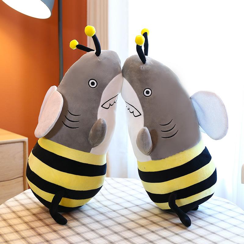 35 см забавная плюшевая игрушка акула и пчела, мягкая кукла акула пчела, декоративная подушка, детские игрушки, подарок на день рождения, Рождество