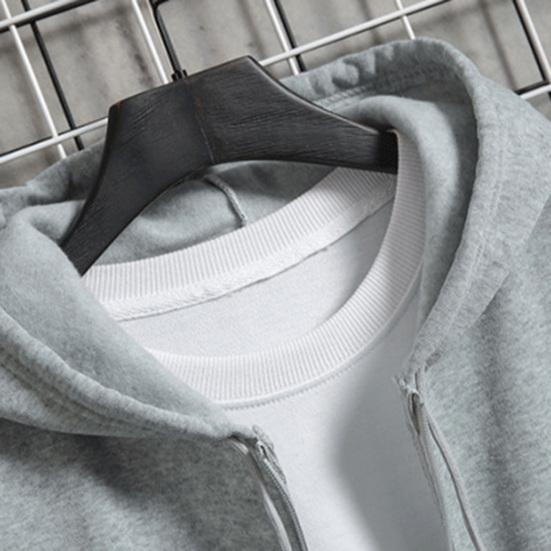 Мужская толстовка с капюшоном на молнии, свободная, однотонная, повседневная