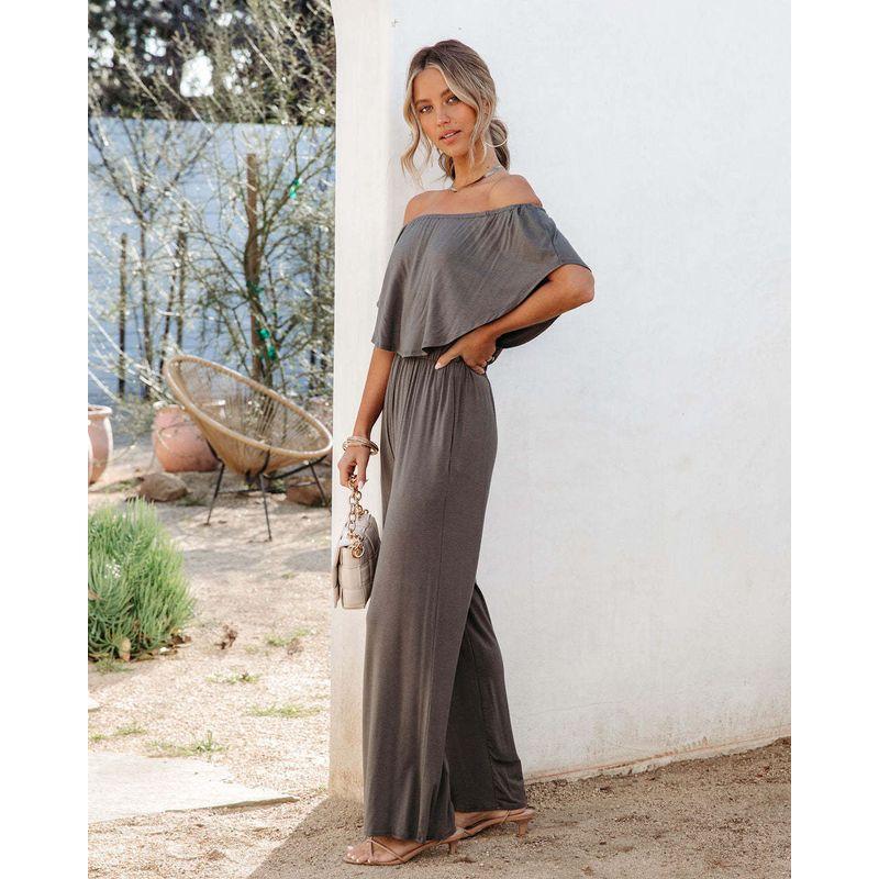 Комбинезон с открытыми плечами Весенне-летняя женская одежда с открытыми плечами Модный комбинезон с открытыми плечами Повседневные свободные брюки
