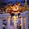 Outdoor Christmas Decorations Solar Snowman Icicle Light, Railing Decor, Warm Glow LED, Winter Festive Garden Ornaments Lighted Santa Reindeer Holiday