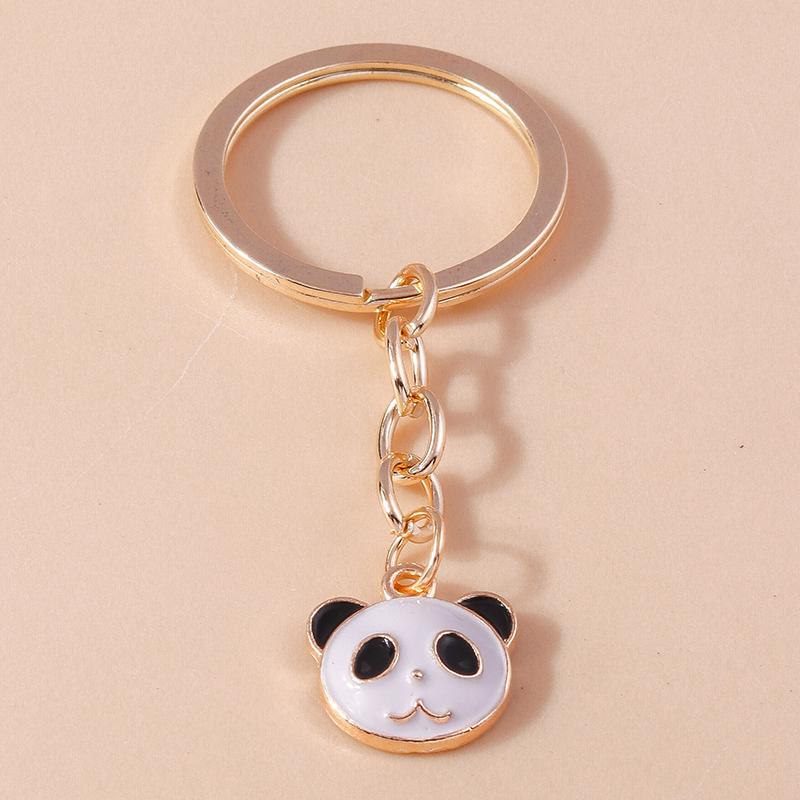 Lovely Enamel Panda Keychain Bamboo Keyring for Men Women Car Key Holder Handbag Pendant DIY Handmade Jewelry Gift