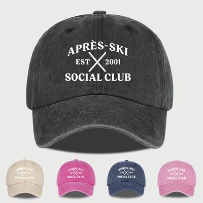 Социальный клуб Après-Ski Стираная бейсболка с принтом Мягкая, стильная и универсальная Повседневная одежда для après-ski для любителей лыжного спорта Праздник