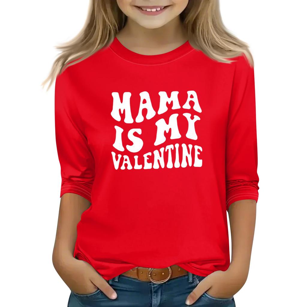 Топы с принтом для девочек 5-16 лет с круглым вырезом и рукавами 3/4 Футболки Модные топы Наряды Футболки