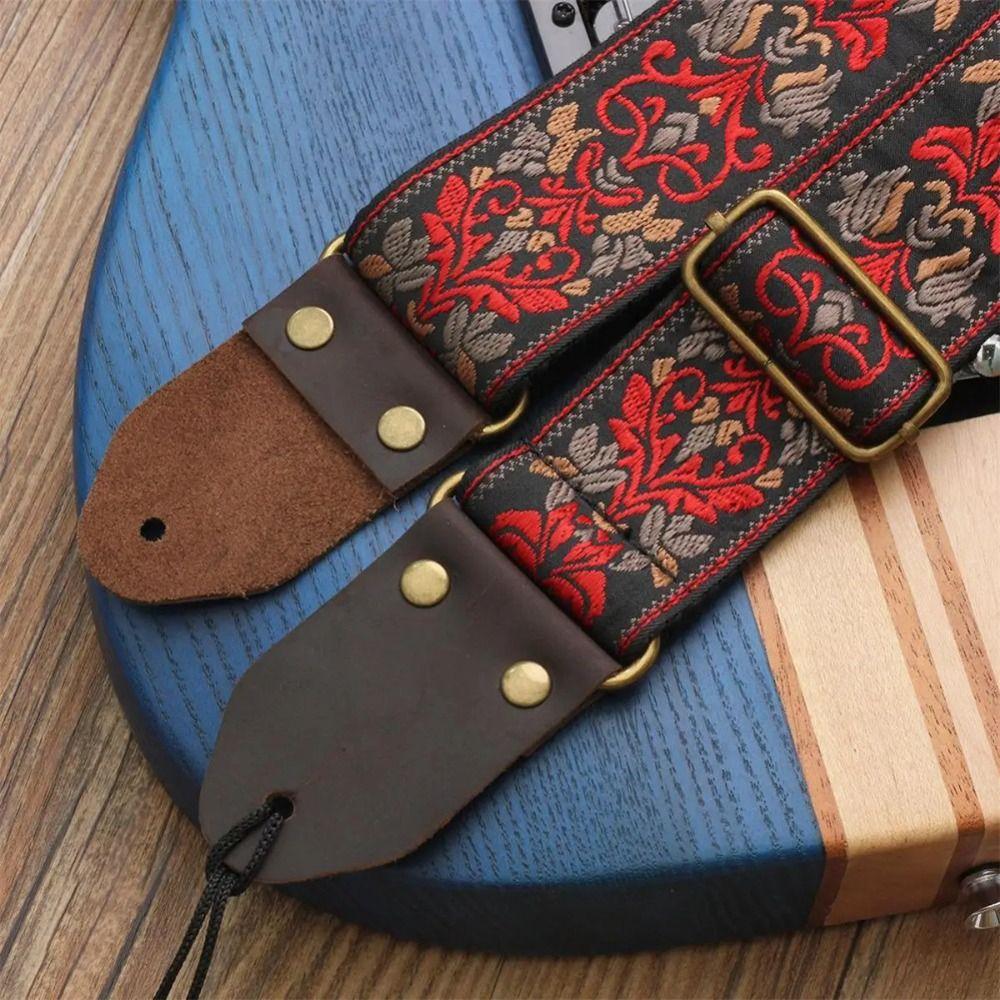 Vintage Flowers Guitar Strap Belt Tail Nail Pick Electric Guitar Belt  Instruments