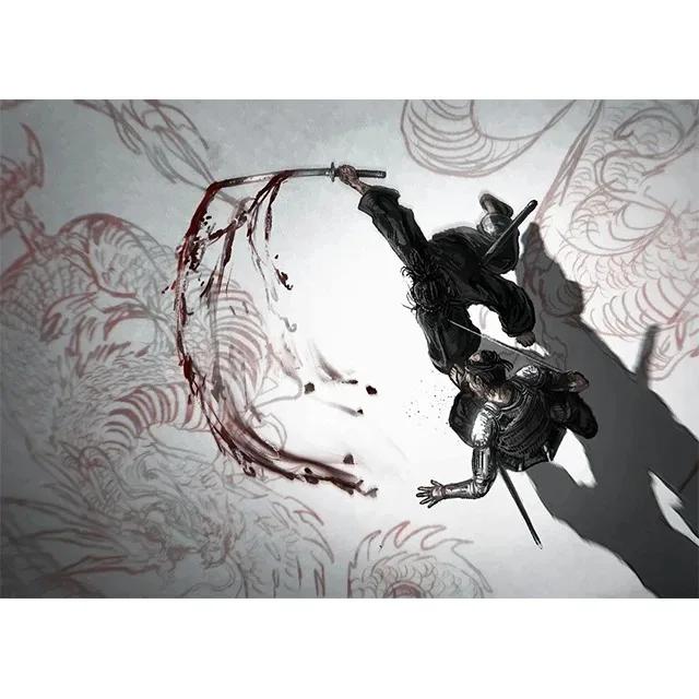 Japan Samurai Musashi Vagabond Black White Canvas Prints Poster Modern Wall Art for Living Room Bedroom Home