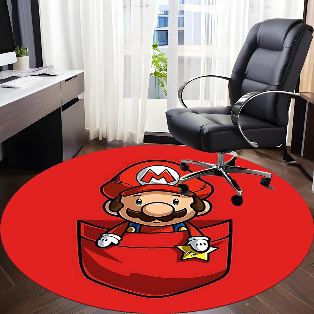 1pc Pocket Mario Office Round Area Rug, Under Office Chairs Bedroom Living Room Home Decor a1022241