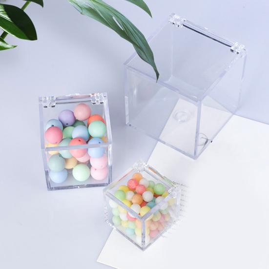 Прозрачные акриловые коробки, маленькие квадратные кубические контейнеры с крышкой, пластиковый органайзер для хранения конфет, таблеток, крошечных ювелирных изделий