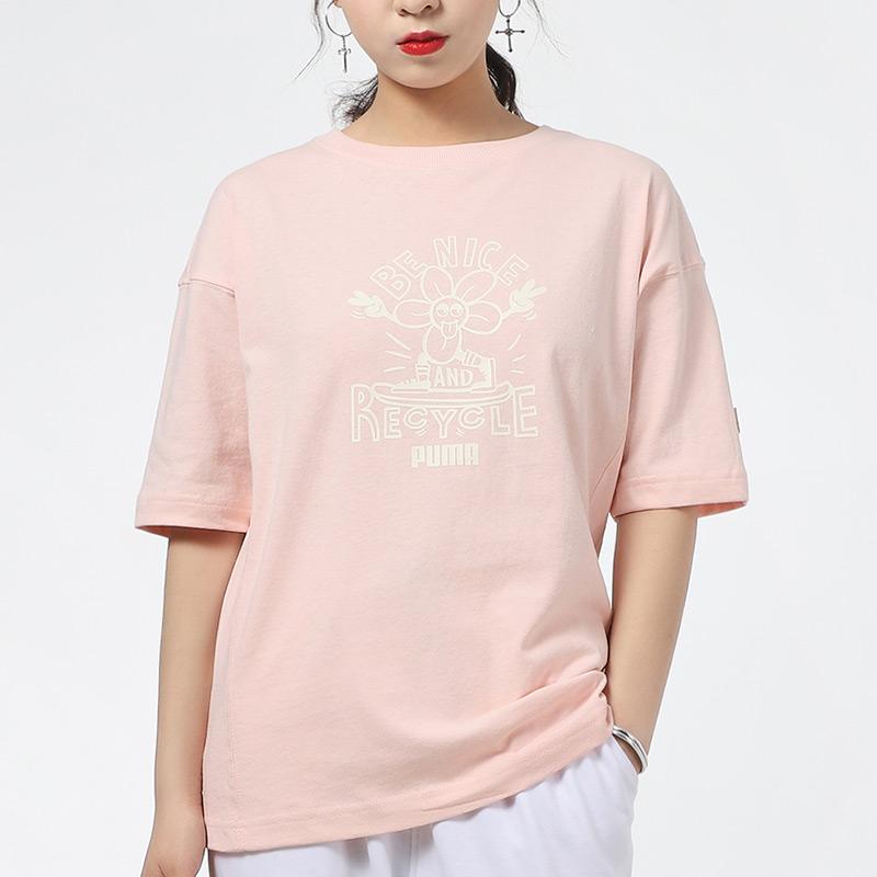 Puma Футболка с круглым вырезом и коротким рукавом с графическим принтом Downtown, женская, розовая 531438-27