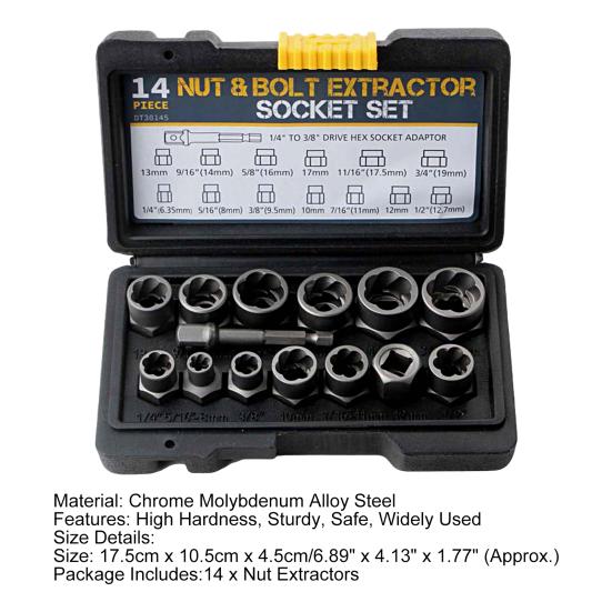 14 шт., инструменты для удаления гаек, набор инструментов для извлечения поврежденных болтов высокой твердости, мастерская