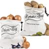Potato Onion Storage Bag Keep Fresh Vegetable Fruit Organizer Drawstring Canvas Bags Reusable Sacks Holds Keeper Large Capacity