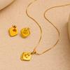Набор necklaces и серег из нержавеющей стали с покрытием 18 карат, ромбовидный, с портретным лицом - Японский корейский стиль