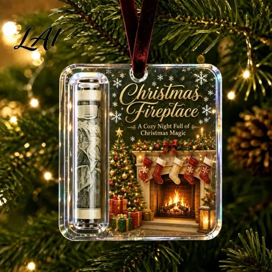 Festive Hanging Cash Holder Personalized Christmas Ornament Custom Acrylic Money Clip for Holiday Gift Display Tree Decorations Unique Keepsake
