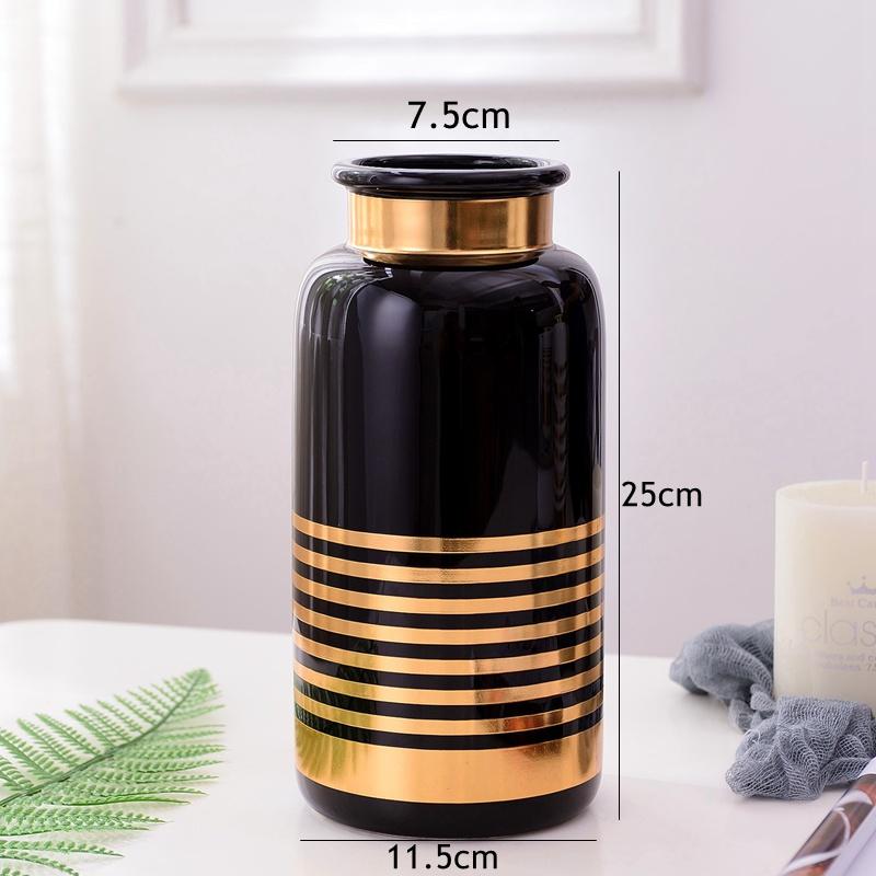 1 шт. Черно-белая керамическая ваза с золотым дизайном, ваза для цветов, контейнер для посадки воды, декоративная настольная ваза для дома