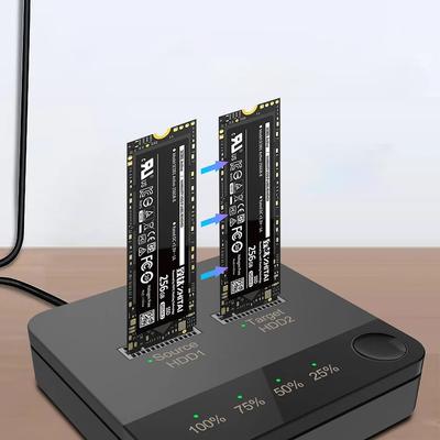 Двухсекционная док-станция для клонирования M.2 NVME 20 Гбит/с M.2 SATA/NVMe SSD Клонировщик M2 Передача данных со светодиодным индикатором